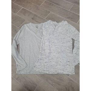 Two‎ Mens Arizona Henleys Heathered White and Gray Size Small